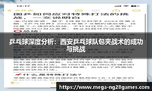 乒乓球深度分析：西安乒乓球队包夹战术的成功与挑战